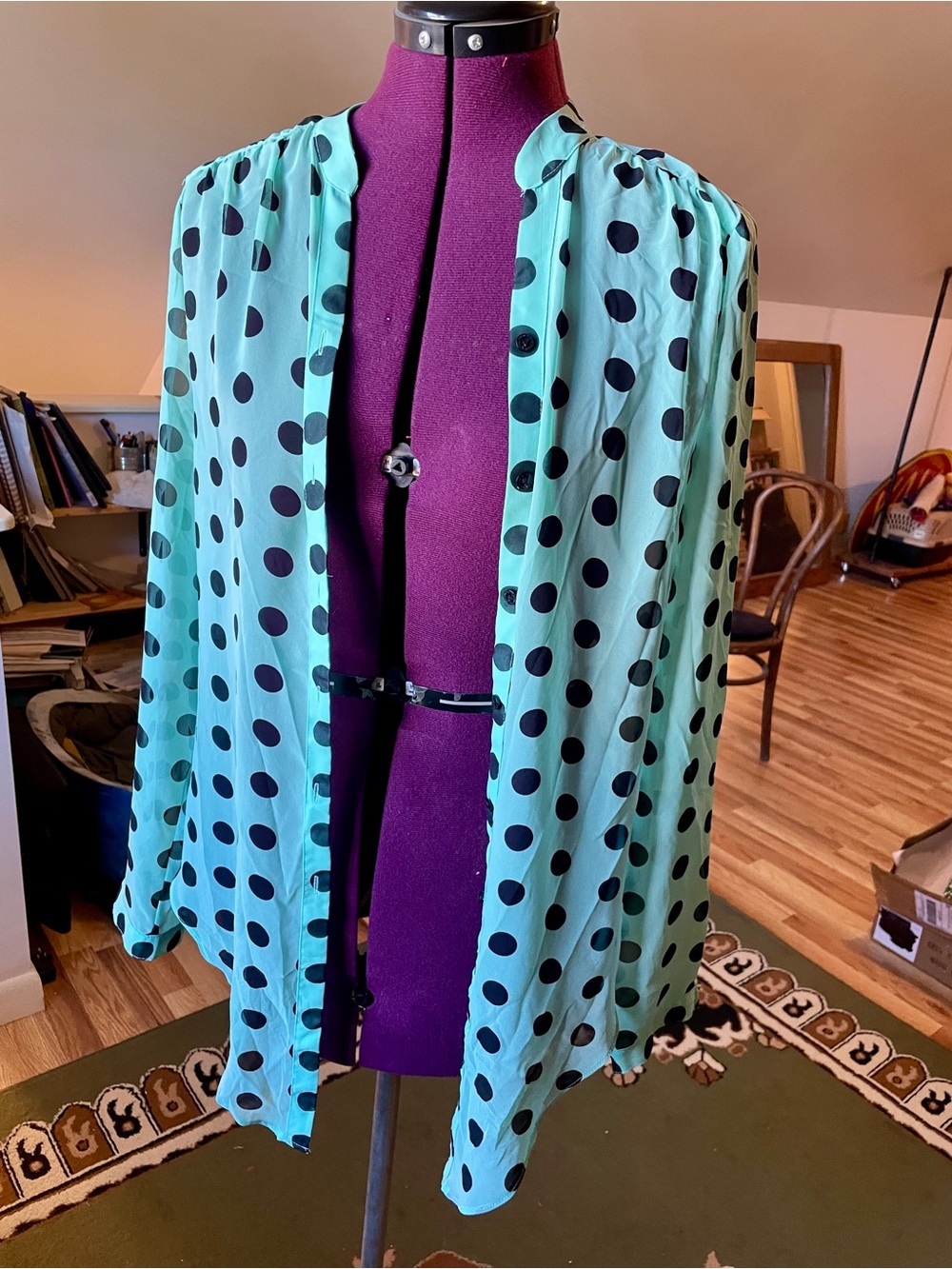 Light mint Polka Dot Women's blouse